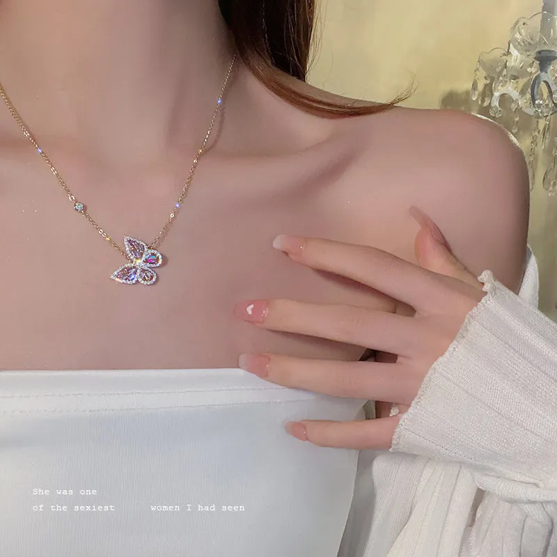 Exquisite Purple Butterfly Pendant Necklace
