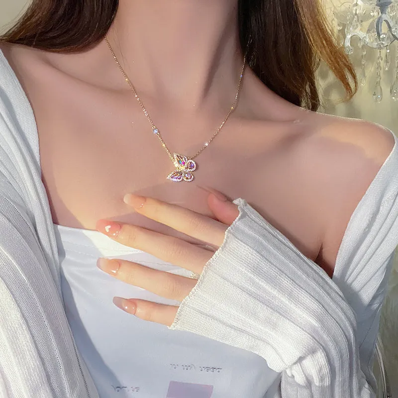 Exquisite Purple Butterfly Pendant Necklace