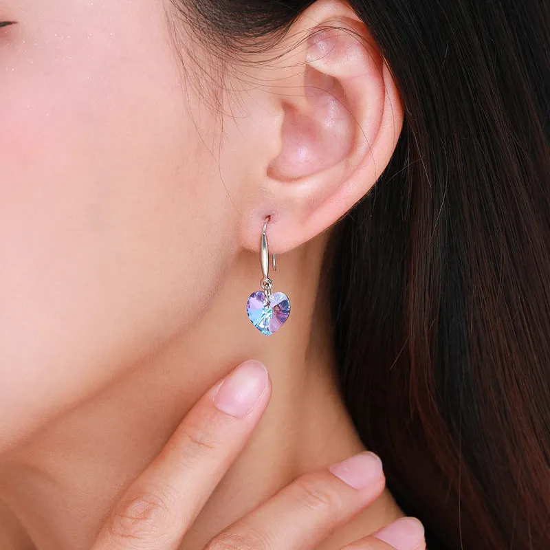 Exquisite S925 Sterling Silver Heart-shaped Crystal Earrings