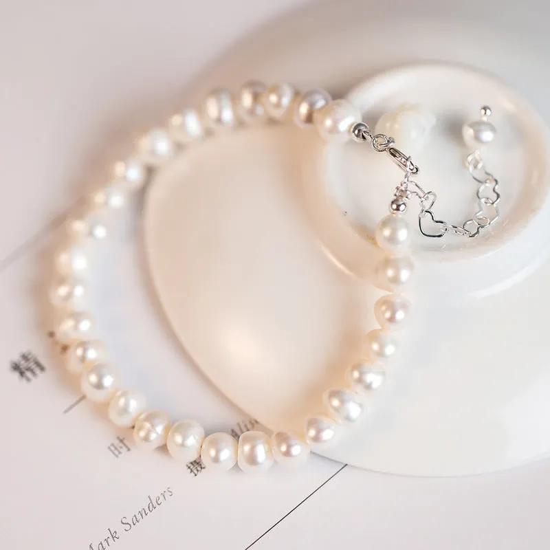 Exquisite Sterling Silver Freshwater Pearl Flower Bracelet