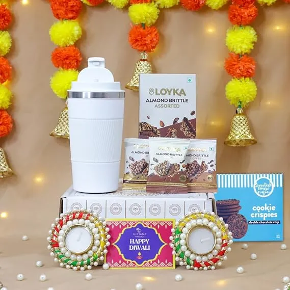 Giftana Exquisite Diwali Drinkware Set - White
