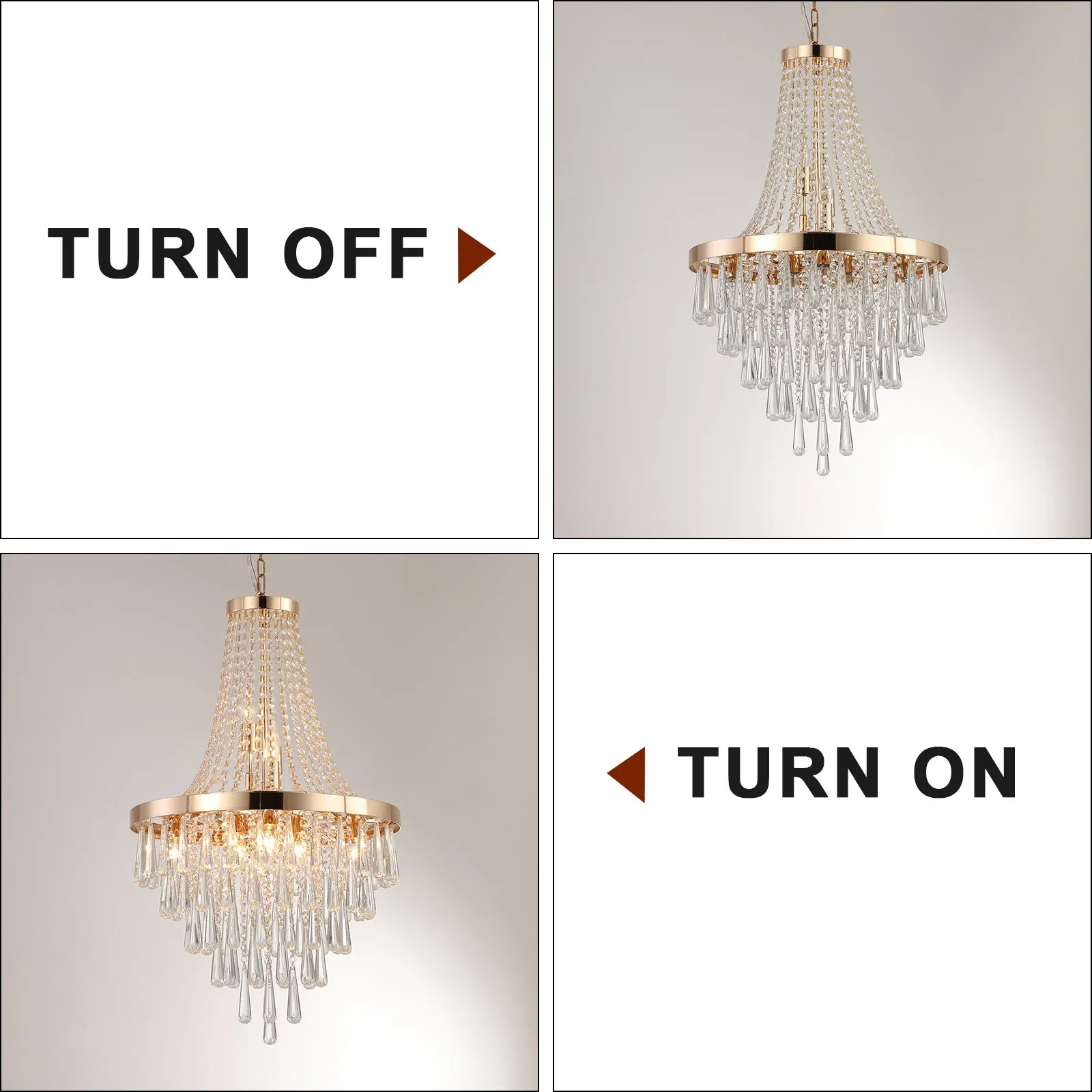 Golden Elegance: Exquisite Crystal Chandelier for Luxurious Living Spaces