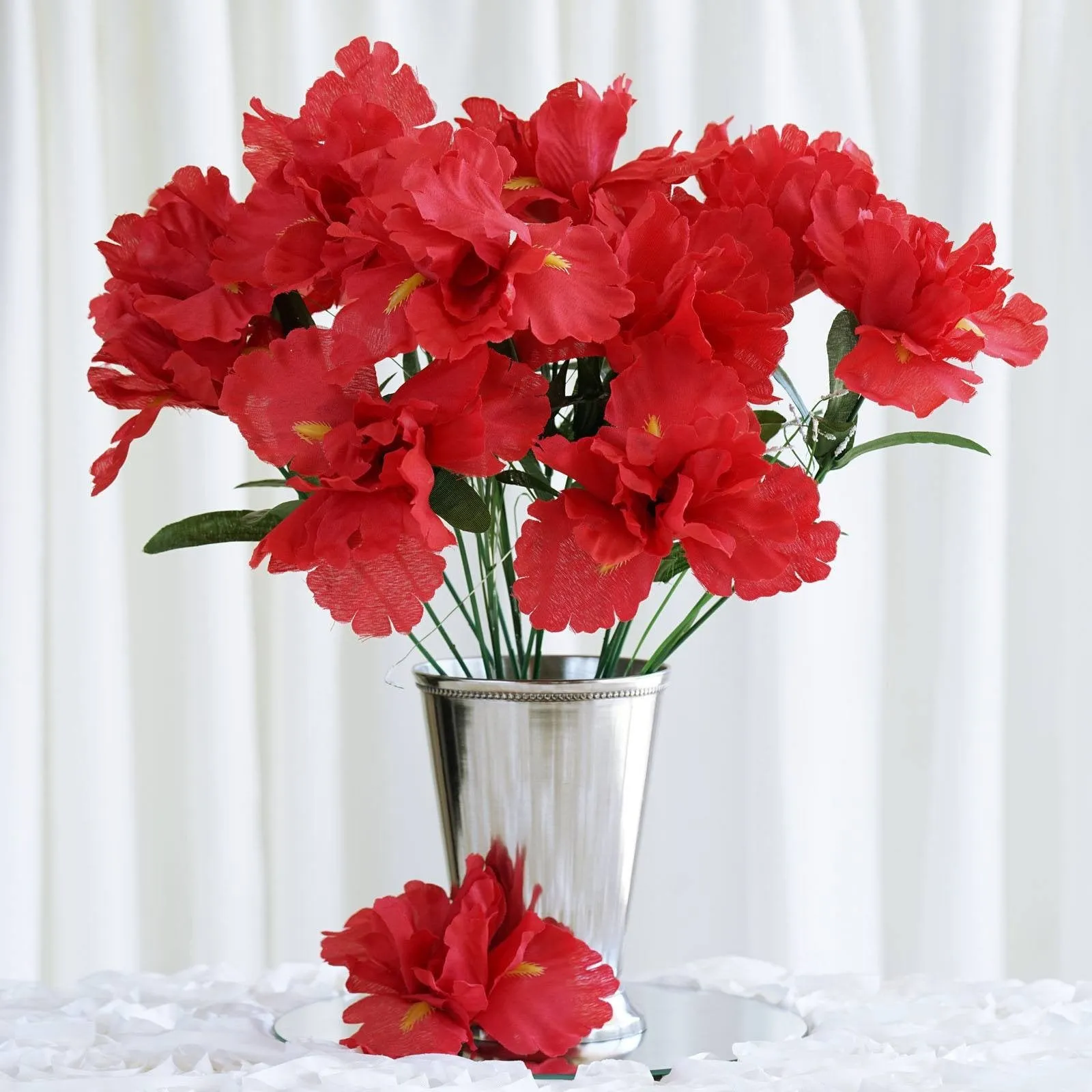 Iris Bush Artificial Silk Flowers - Red