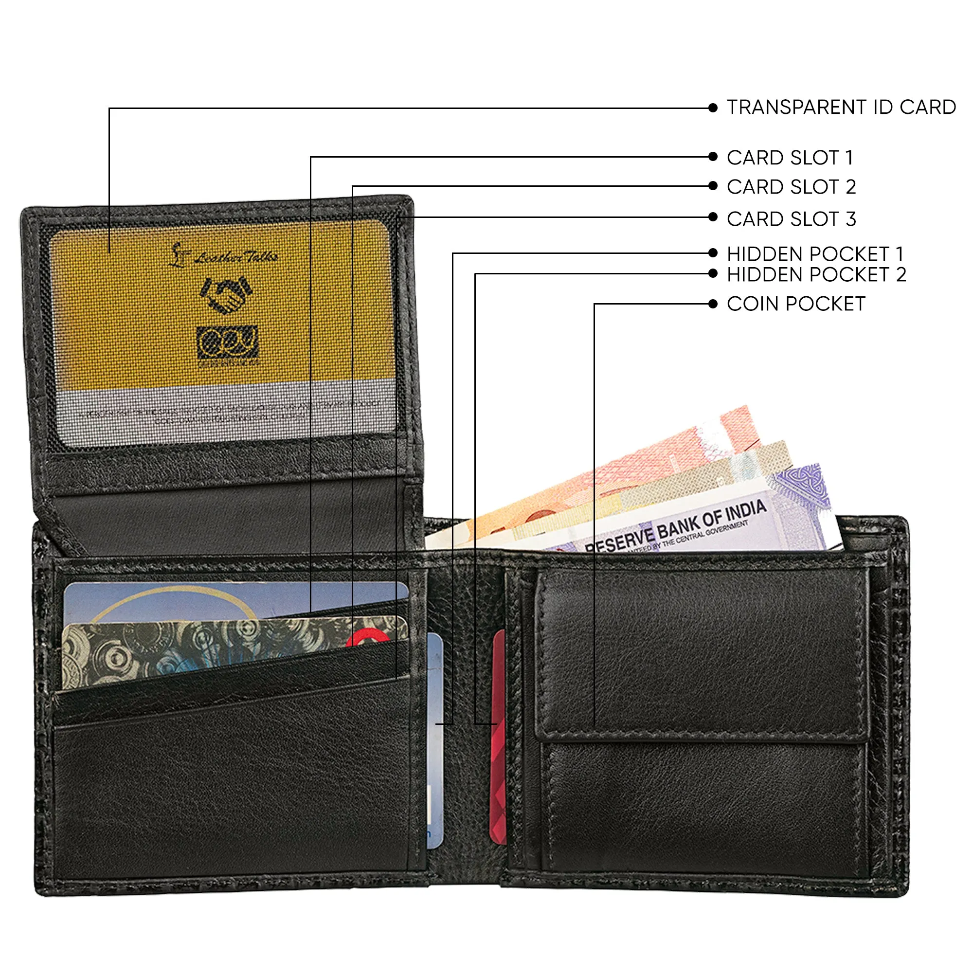 Italian Chatai | Men's Genuine Leather Wallet | Color: Black