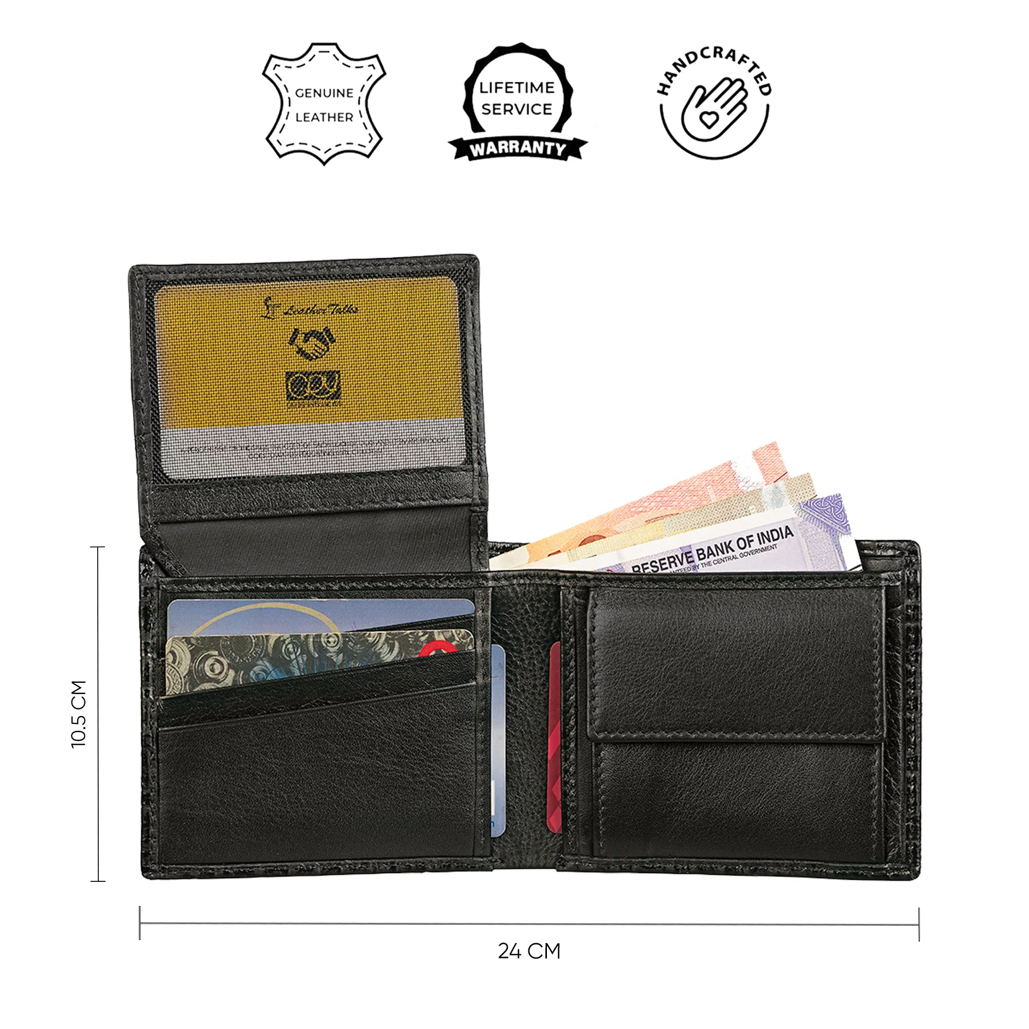 Italian Chatai | Men's Genuine Leather Wallet | Color: Black