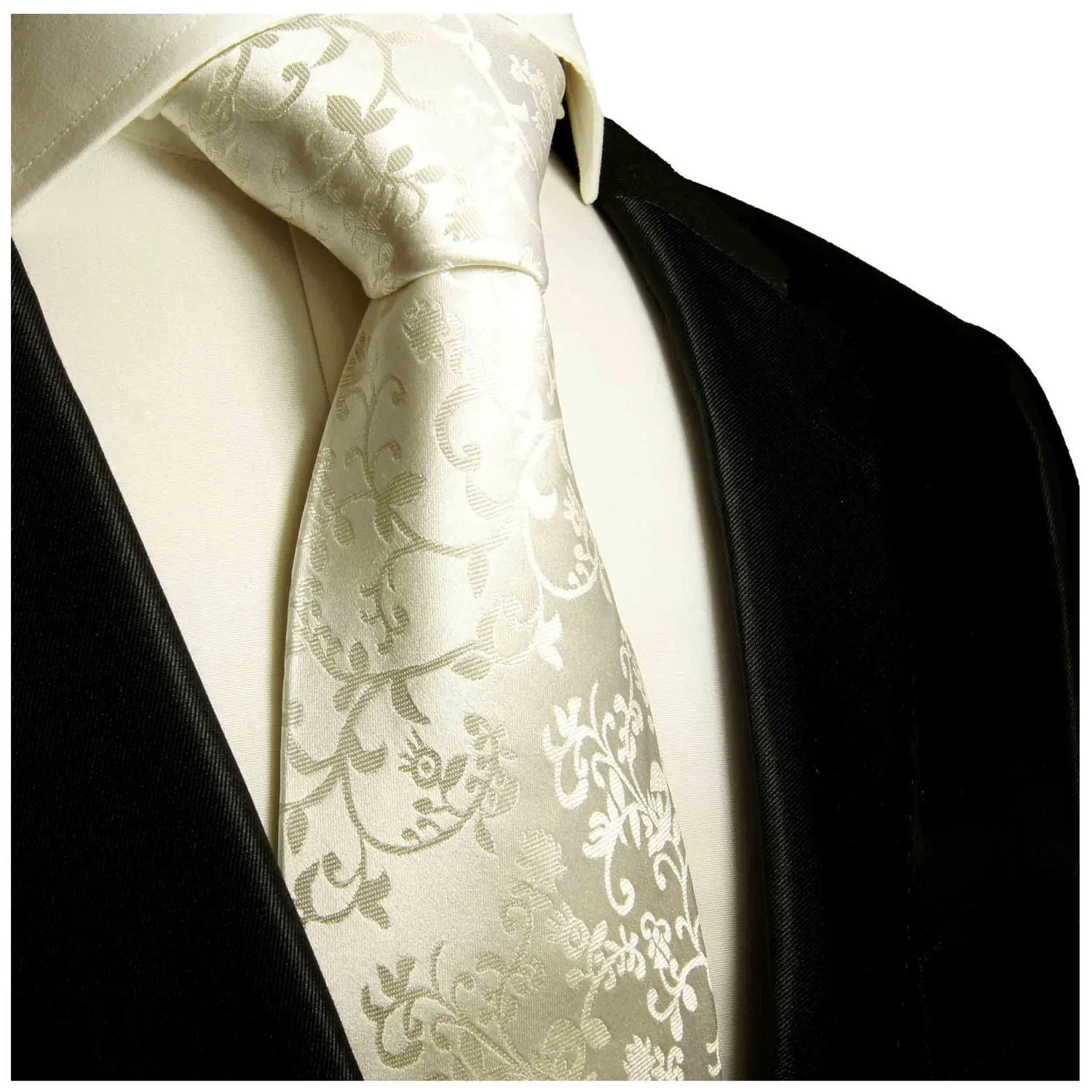 Ivory Vines Wedding Silk Tie by Paul Malone