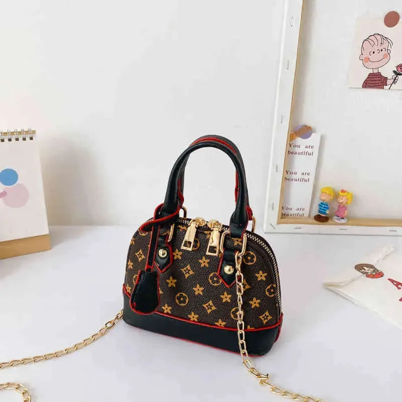 Kids Girls Fashion Handbag PU Leather Purse Chain Shell Bag Brand Crossbody Fanny Pack Shoulder Bags Messenger Bags Princess Totes H22304