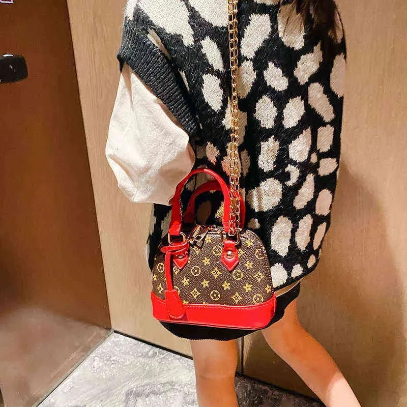 Kids Girls Fashion Handbag PU Leather Purse Chain Shell Bag Brand Crossbody Fanny Pack Shoulder Bags Messenger Bags Princess Totes H22304