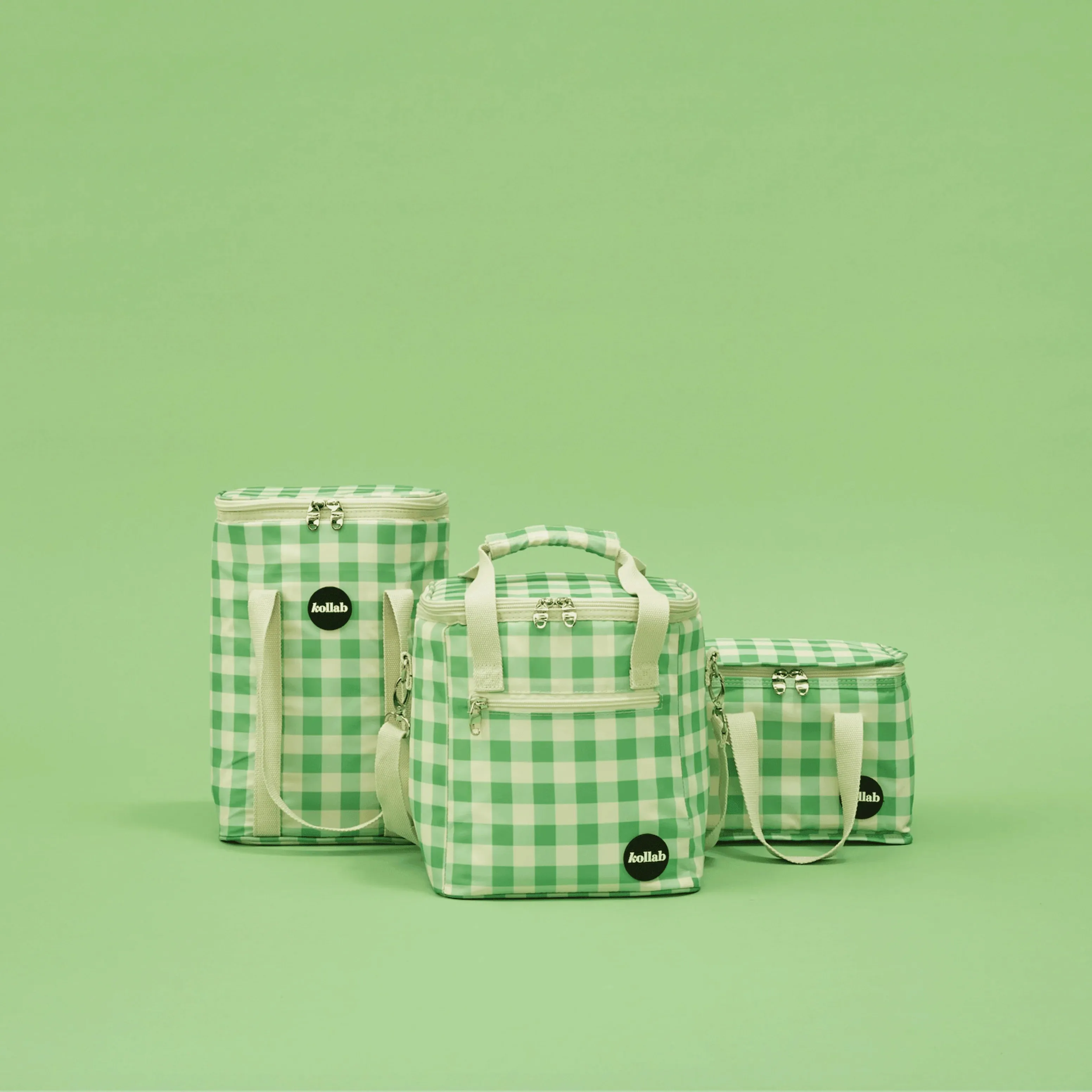 Kollab Wine Cooler Bag - Kelly Green Check