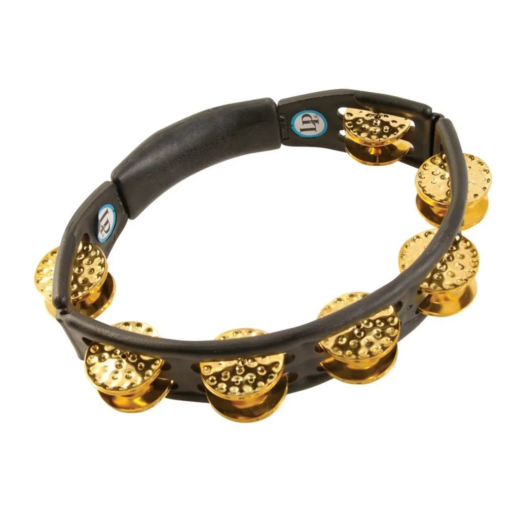Latin Percussion LP174 Cyclops Dimpled Brass Jingles Hand Held Tambourine (Black)