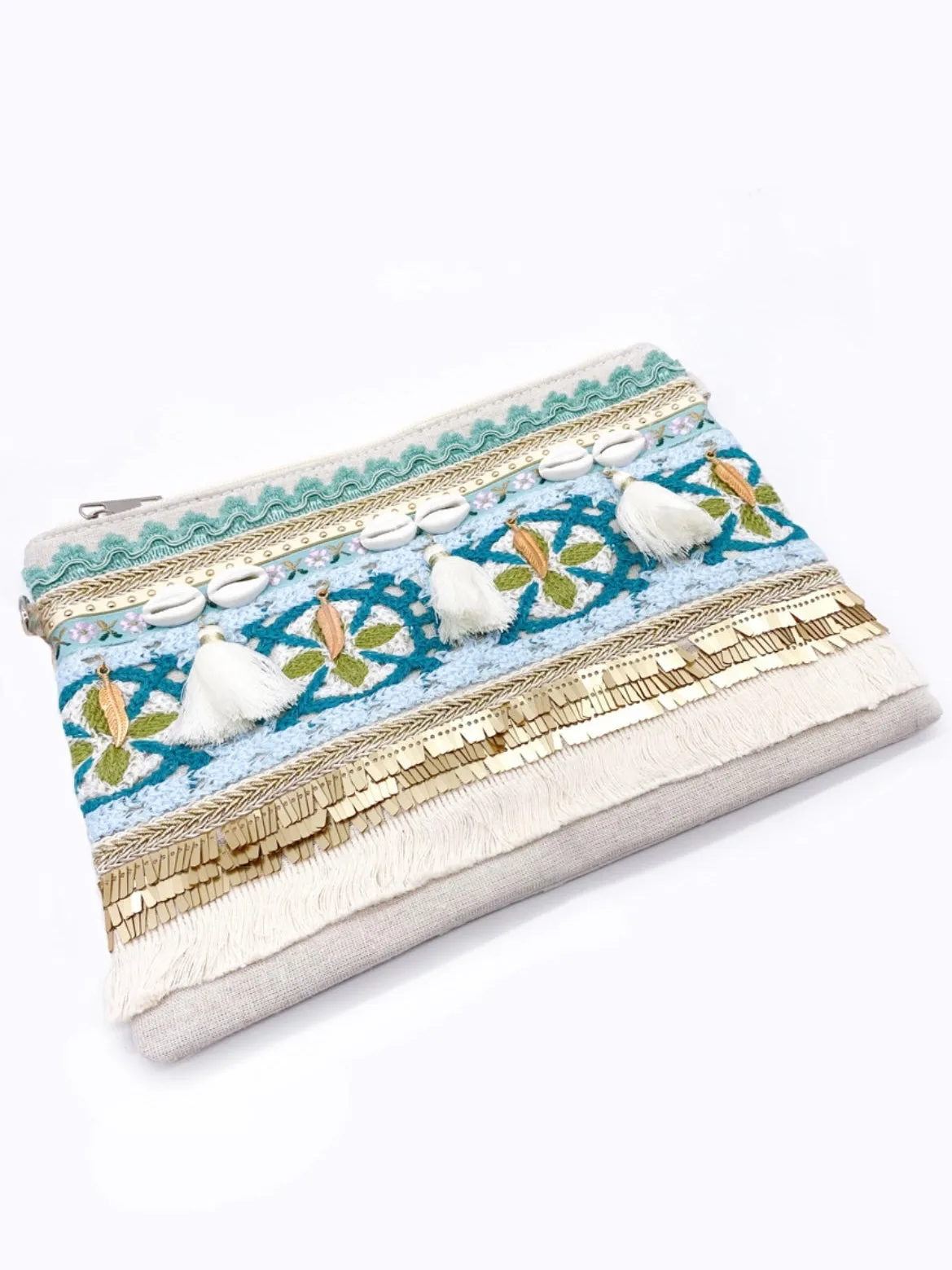 Leoni tassel shell clutch bag