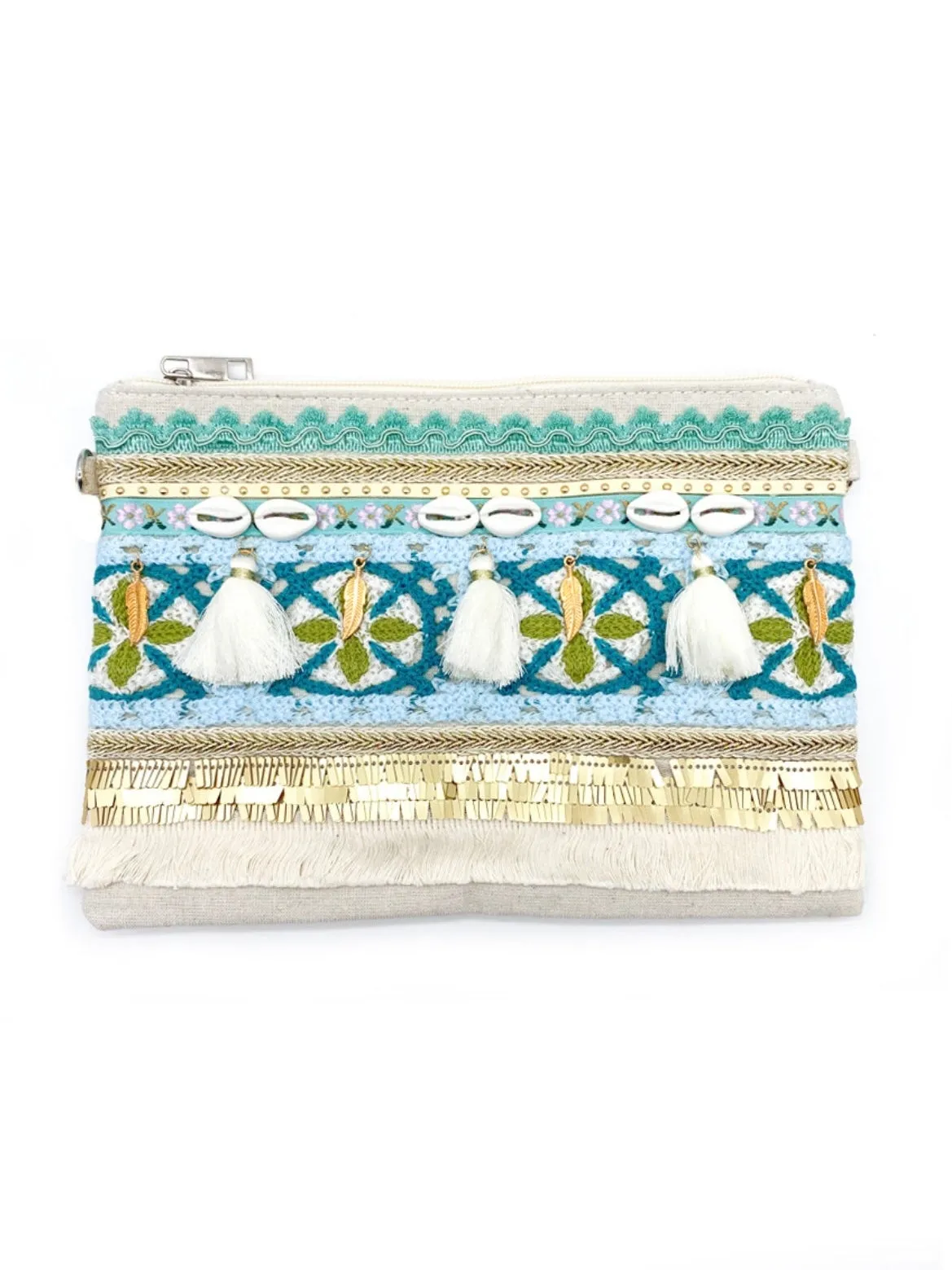 Leoni tassel shell clutch bag