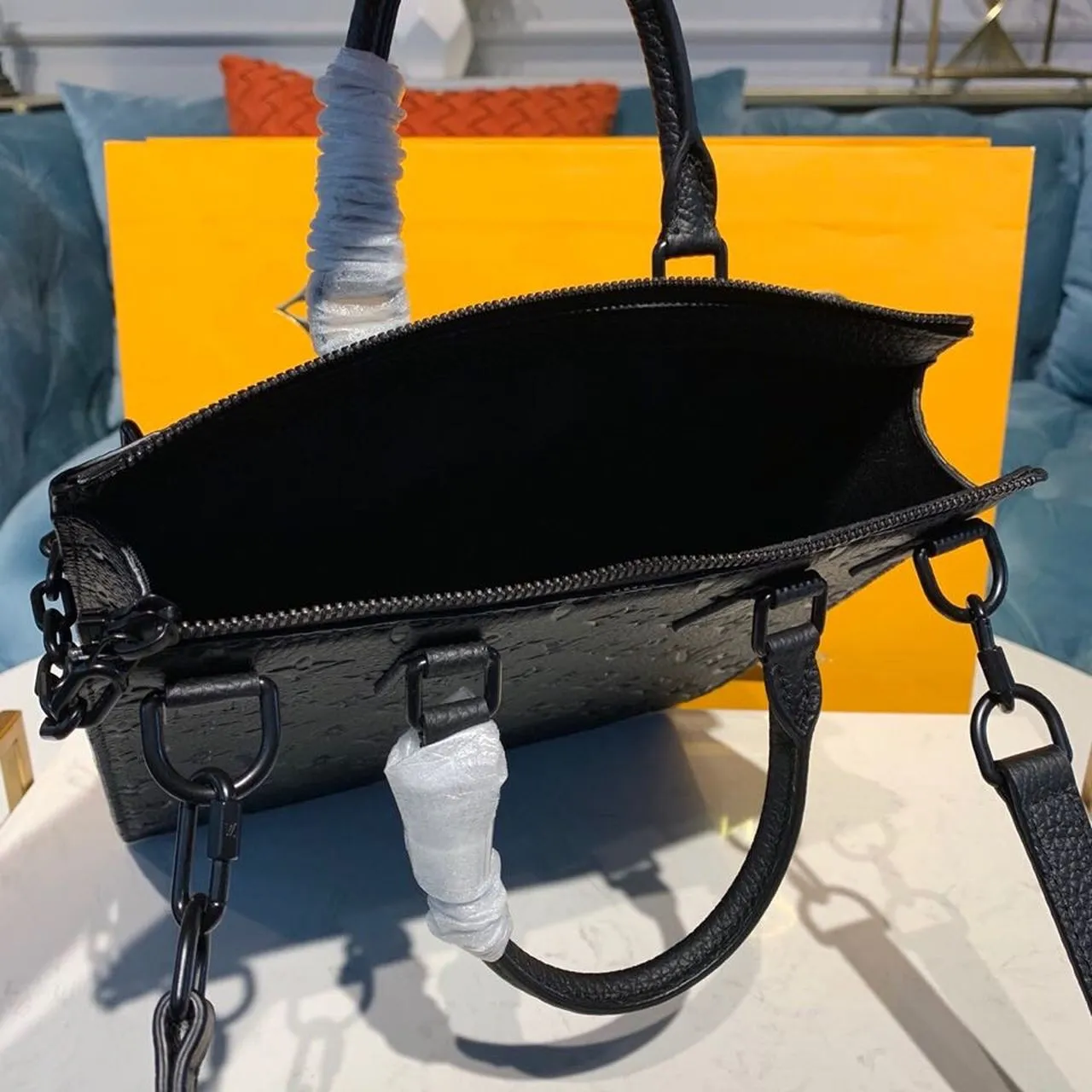 Louis Vuitton Mens Briefcase Runway Bag 28cm Monogram Empreinte Spring/Summer 2020 Collection M44476 Black