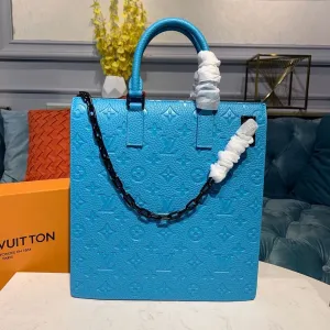 Louis Vuitton Mens Briefcase Runway Bag 28cm Monogram Empreinte Spring/Summer 2020 Collection M44476 Blue