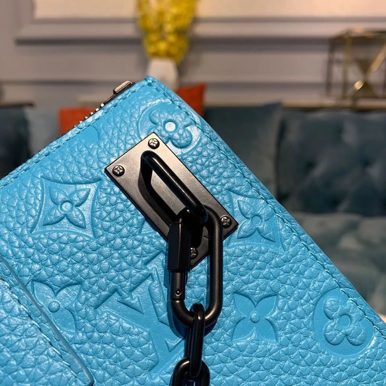 Louis Vuitton Mens Briefcase Runway Bag 28cm Monogram Empreinte Spring/Summer 2020 Collection M44476 Blue