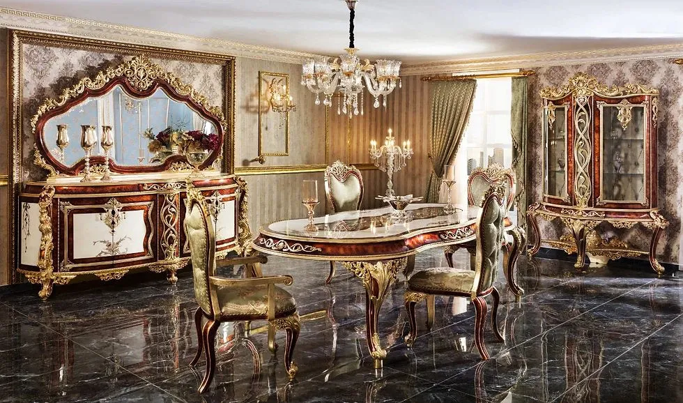 Luxury Design Exquisite Carving Dining Table Set