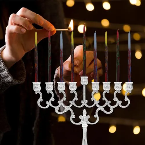 Majestic Giftware Multicolor Hanukkah Candles - CP20 | Wax | 45 Dripless Handcrafted Chanukah Candles for All 8 Nights of Hanukkah | Manufactured by Safed Candle Company in Israel (Blue/Yellow/Red)