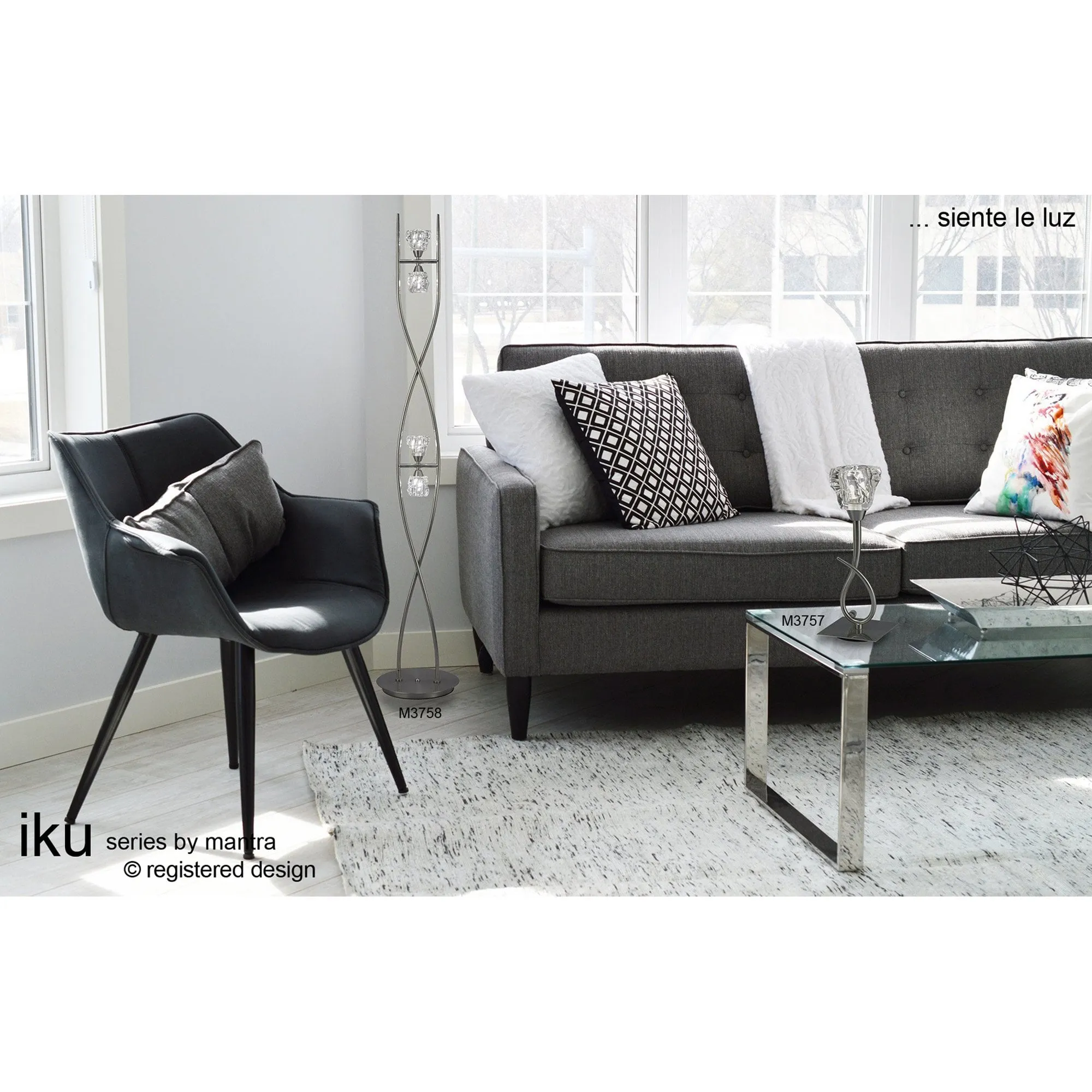 Mantra M3751 Iku Telescopic 4 Light Line Satin Nickel