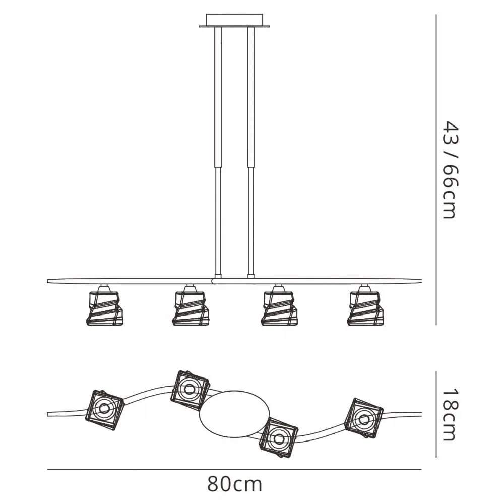 Mantra M3751 Iku Telescopic 4 Light Line Satin Nickel