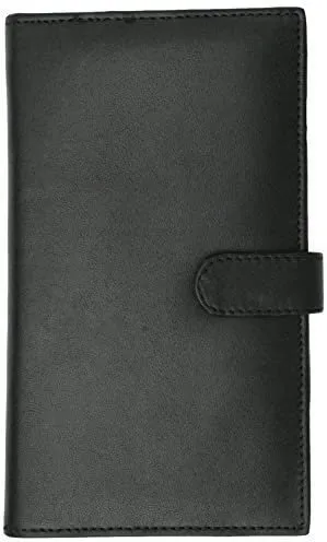 Marshal RFID Blocking Soft Premium Leather Bifold Credit Card Holder with Button Closure (Black)