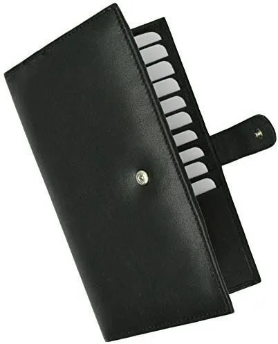 Marshal RFID Blocking Soft Premium Leather Bifold Credit Card Holder with Button Closure (Black)