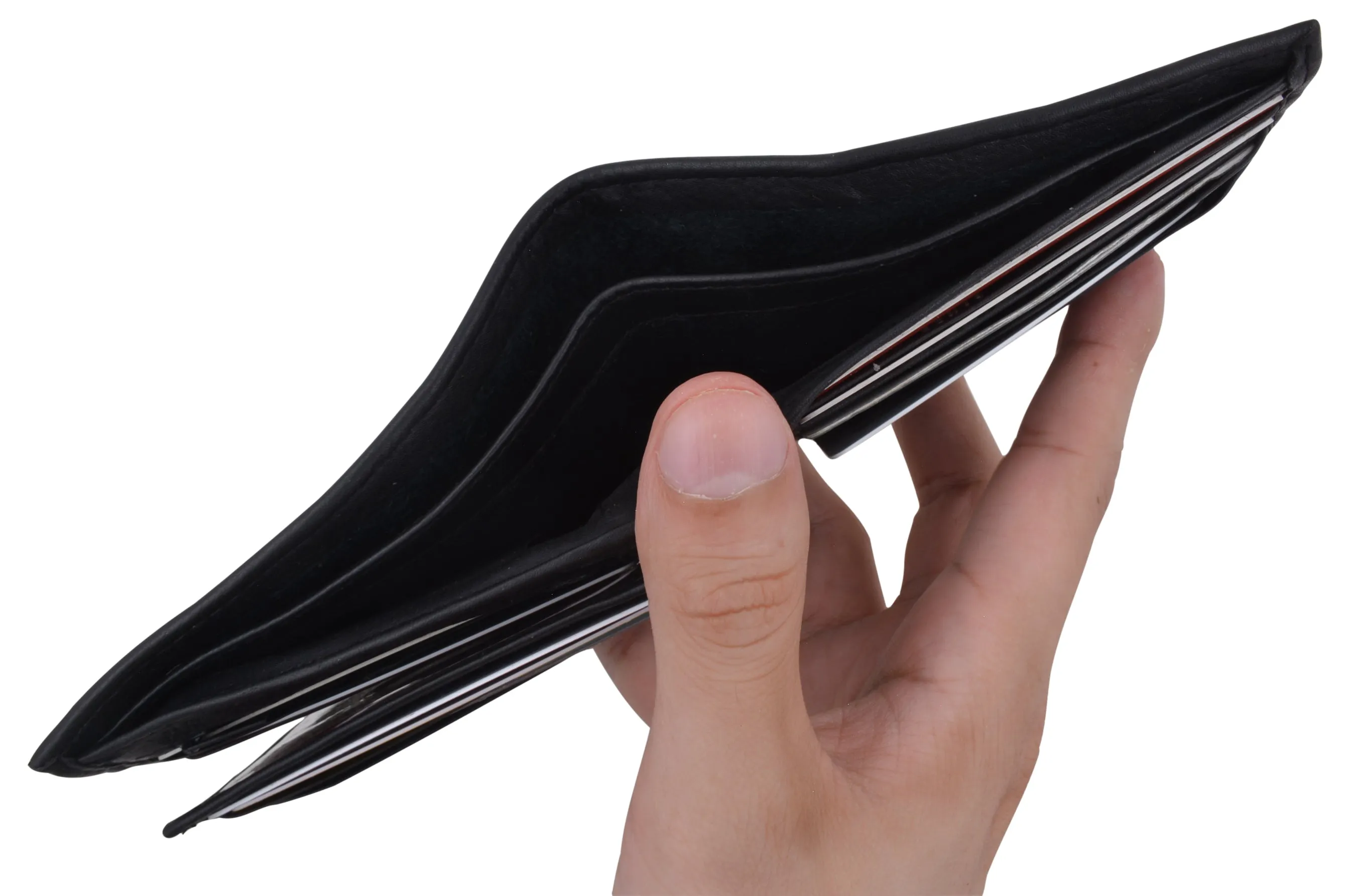 Mens RFID Tested Leather Bifold Card ID Holder Wallet W/Removable Center Flap