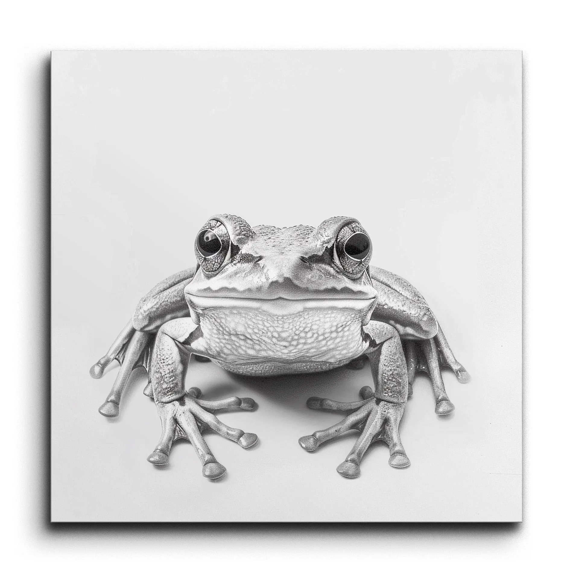 Monochrome Frog: Exquisite Realism Art Piece