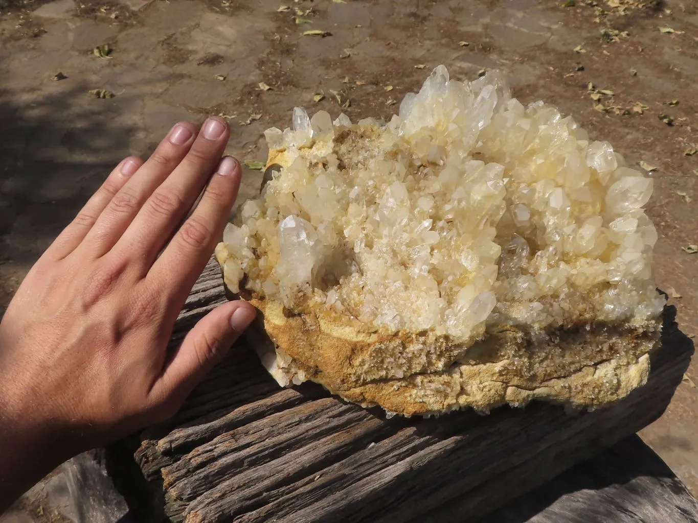 Natural Extra Large Clear Quartz Cluster With Limonite Colouring  x 1 From Madagascar