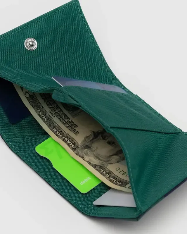 Navy Green Check Snap Wallet