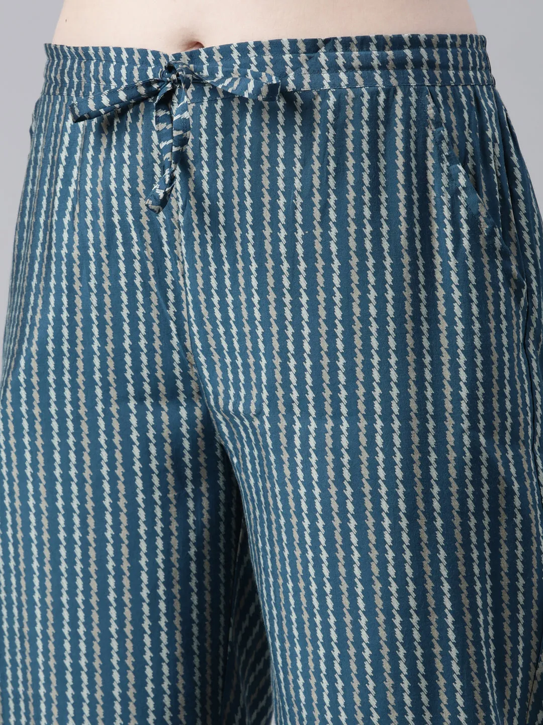 Neeru's Blue Regular Calf Length Printed Readymade Suits