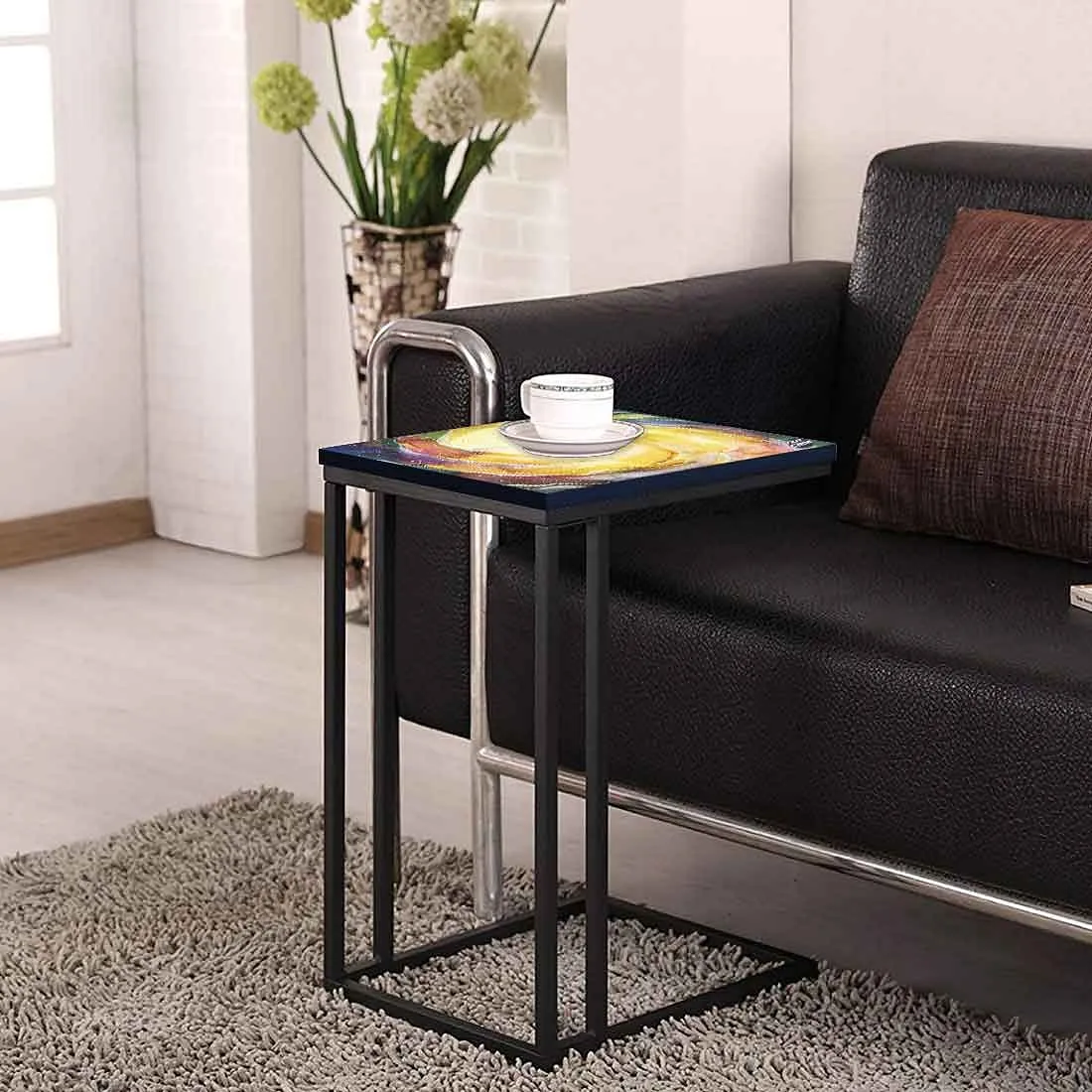 New C Shaped End Table - Space Yellow Watercolor