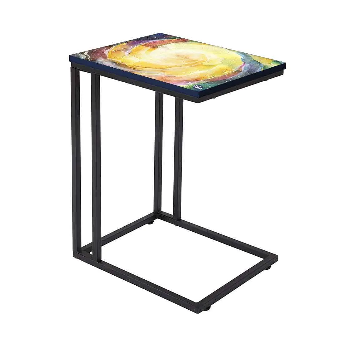 New C Shaped End Table - Space Yellow Watercolor