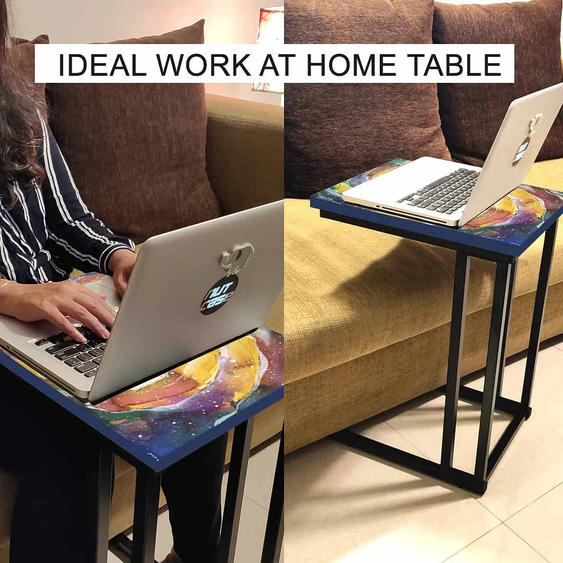 New C Shaped End Table - Space Yellow Watercolor