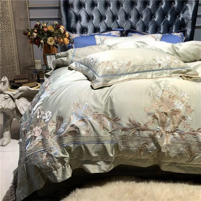 New Royal Pistachio Exquisite Embroidery Duvet Set