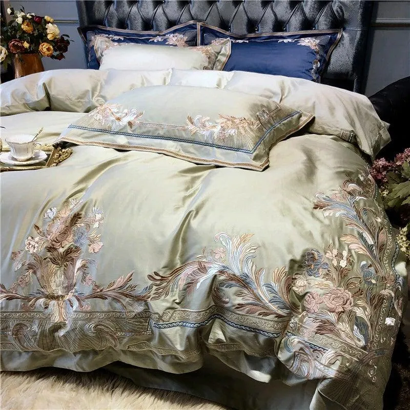 New Royal Pistachio Exquisite Embroidery Duvet Set