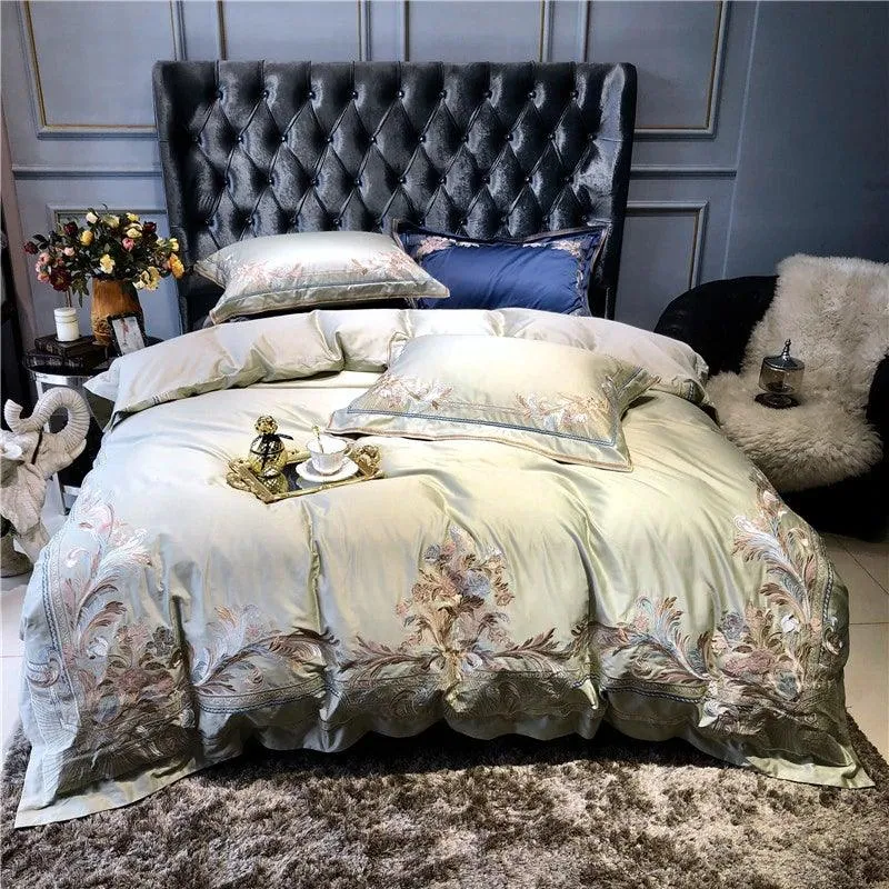 New Royal Pistachio Exquisite Embroidery Duvet Set