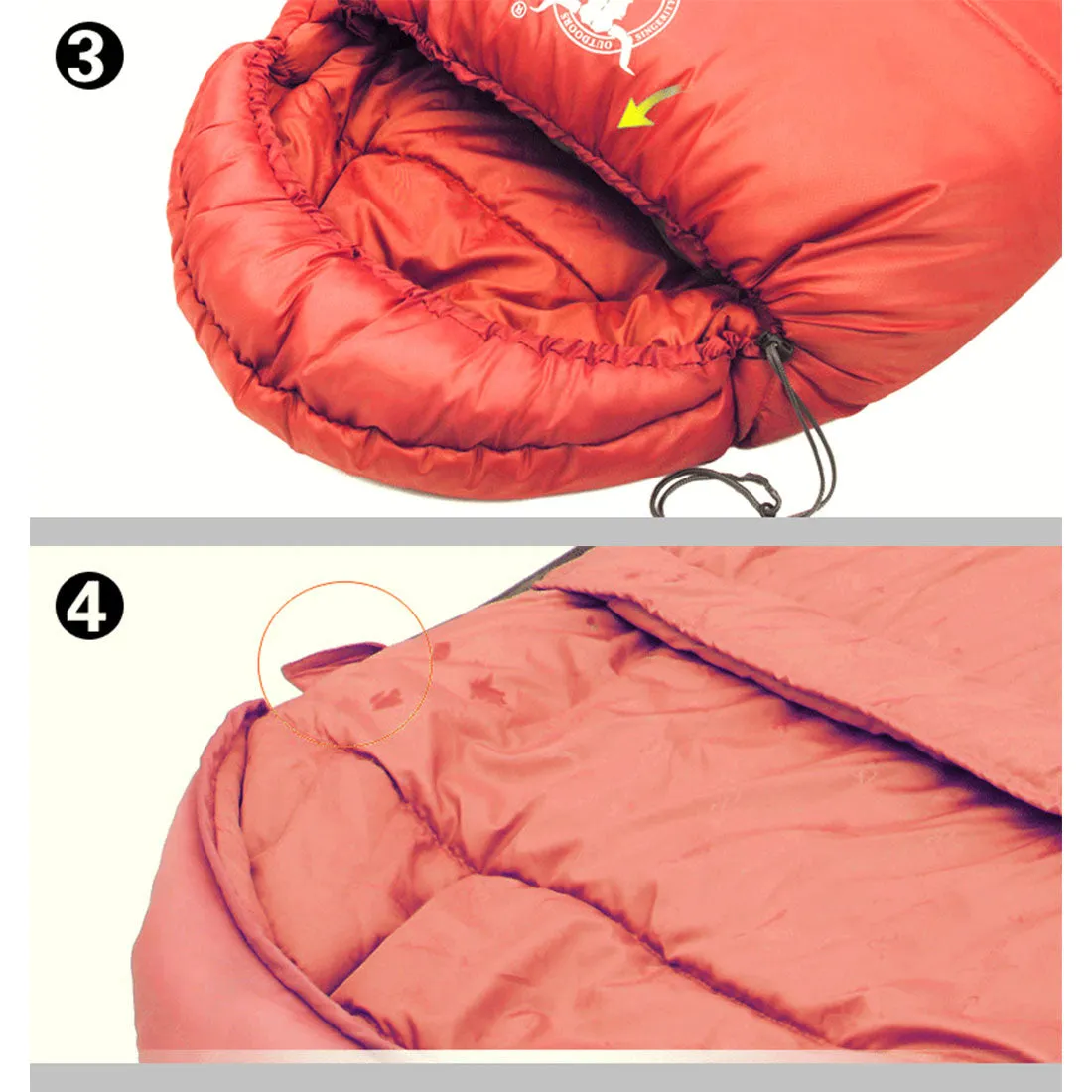 Outdoor Camping Envelope Sleeping Bag Thermal Tent Hiking Winter Single -10°C - red