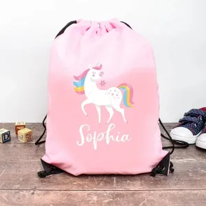 Personalised Gym Bag Kids, Girls Unicorn Gym Bag, Girls Drawstring Bag, School Bag, Unicorn School PE Bag, Unicorn Pump Bag, Nursery Bag