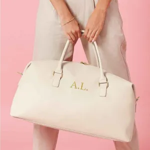 Personalised Initials Monogram Weekend Holdall Bag With Strap, Large Travel Bag, Initials Luggage Bag, Embroidered Bag,