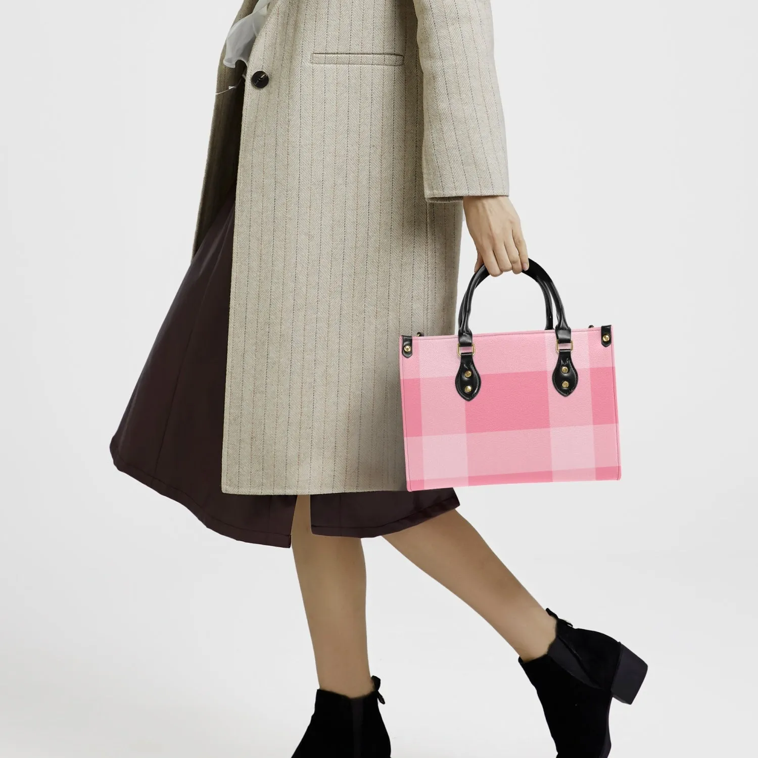 Pink Checkered Tote Bag