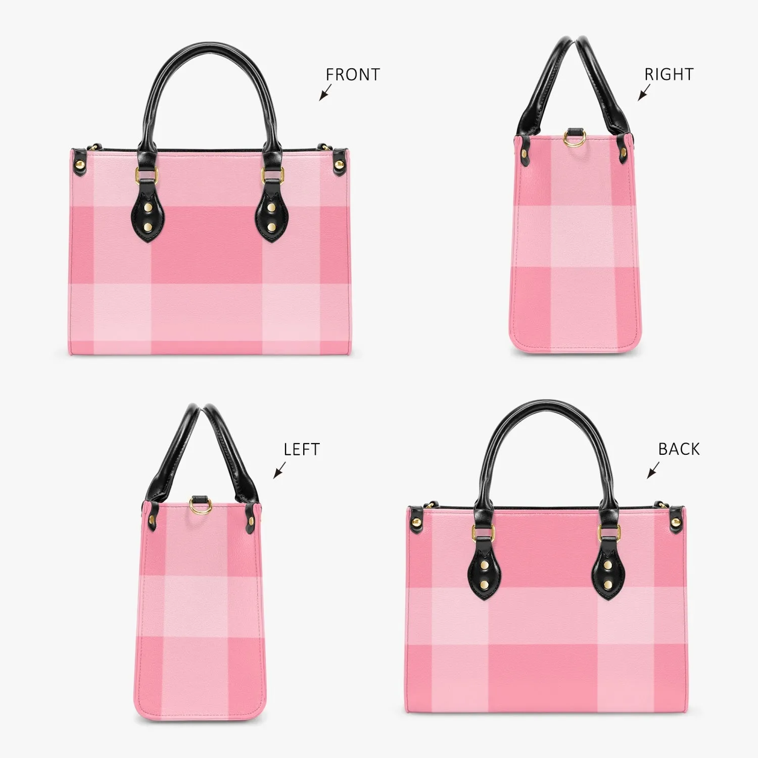 Pink Checkered Tote Bag
