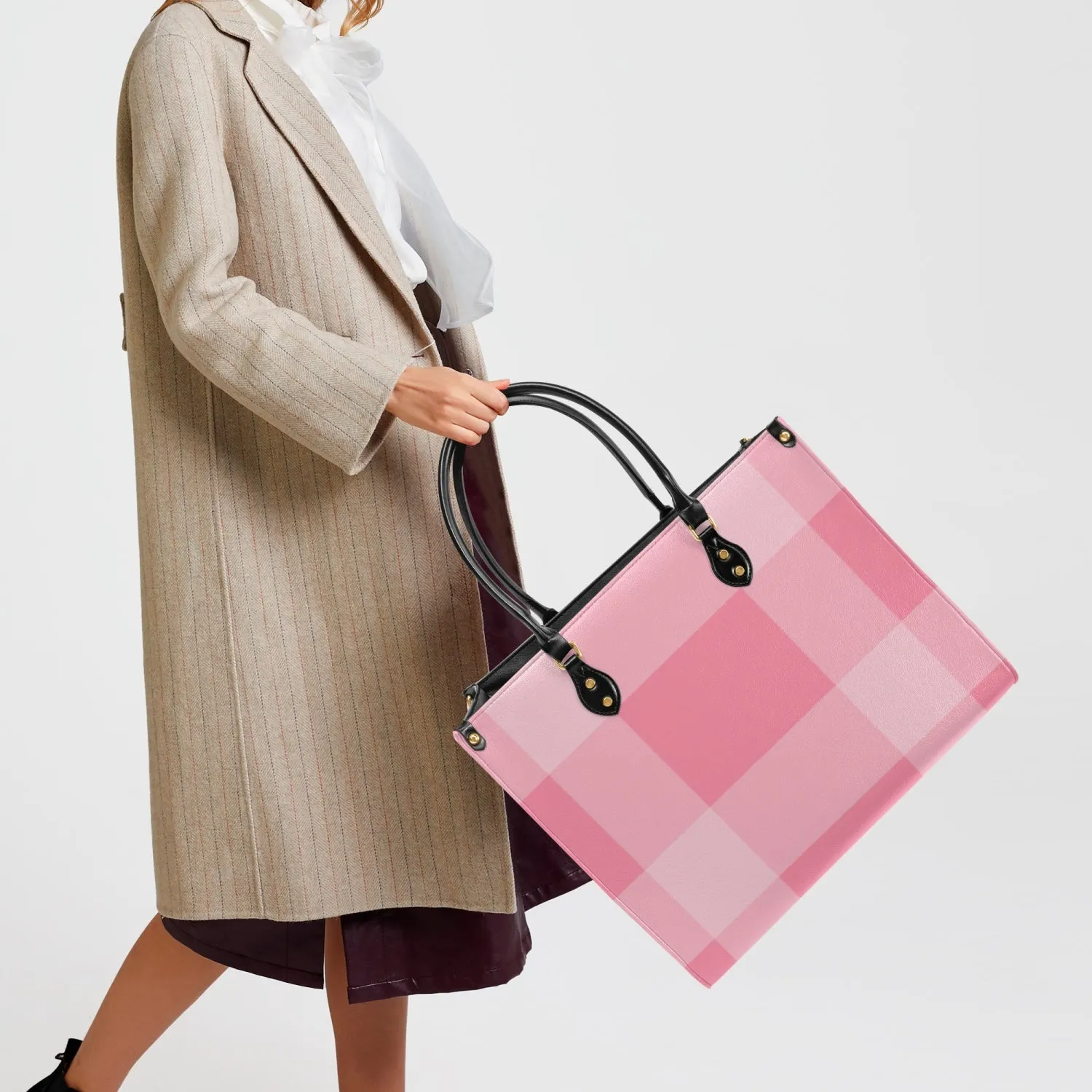 Pink Checkered Tote Bag