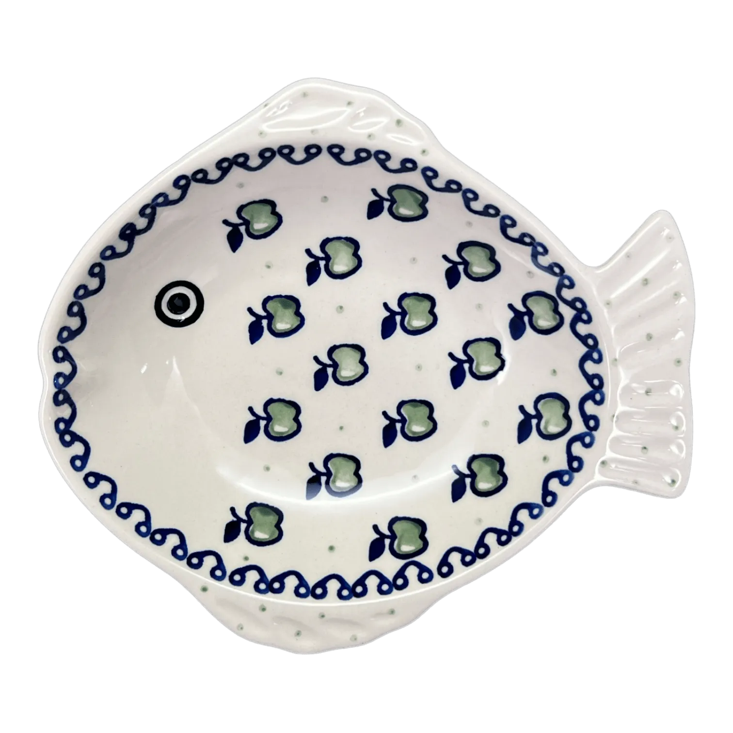 Platter, Fish-Shaped, Small in "Green Apple" by Manufaktura | S014T-15
