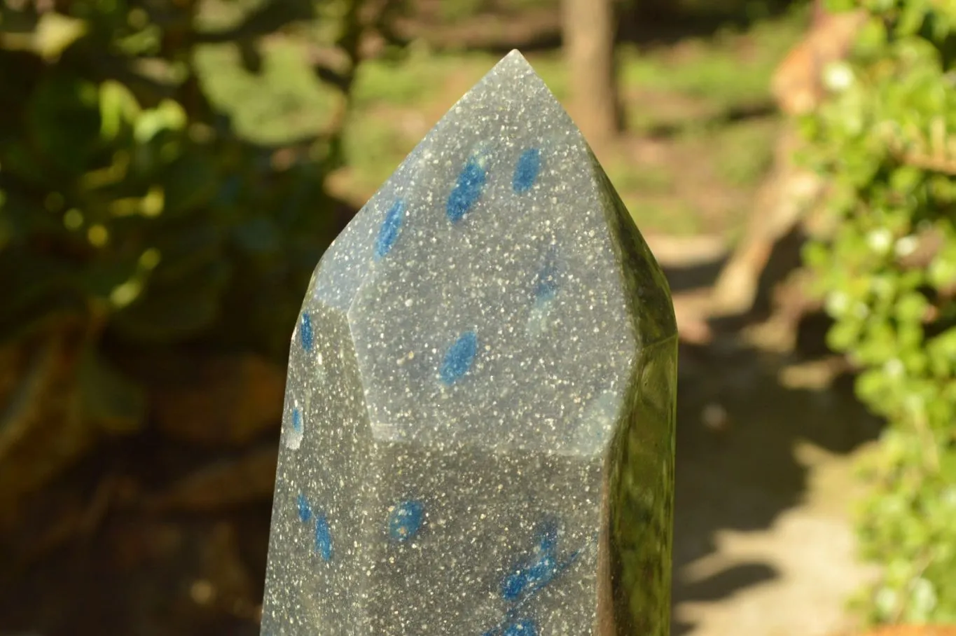 Polished XXL Blue Spotted Spinel Quartz Tower x 1 From Madagascar
