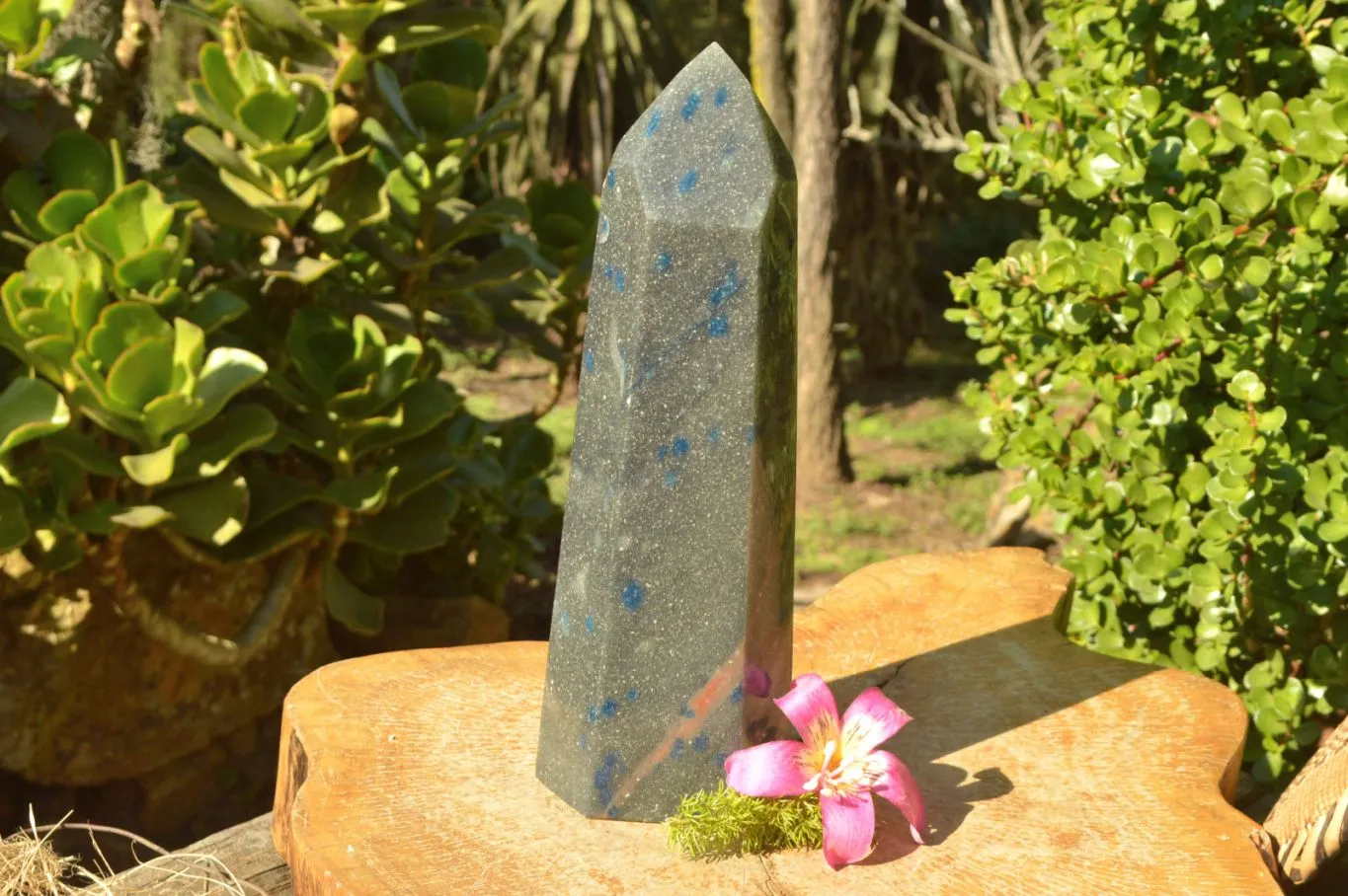 Polished XXL Blue Spotted Spinel Quartz Tower x 1 From Madagascar