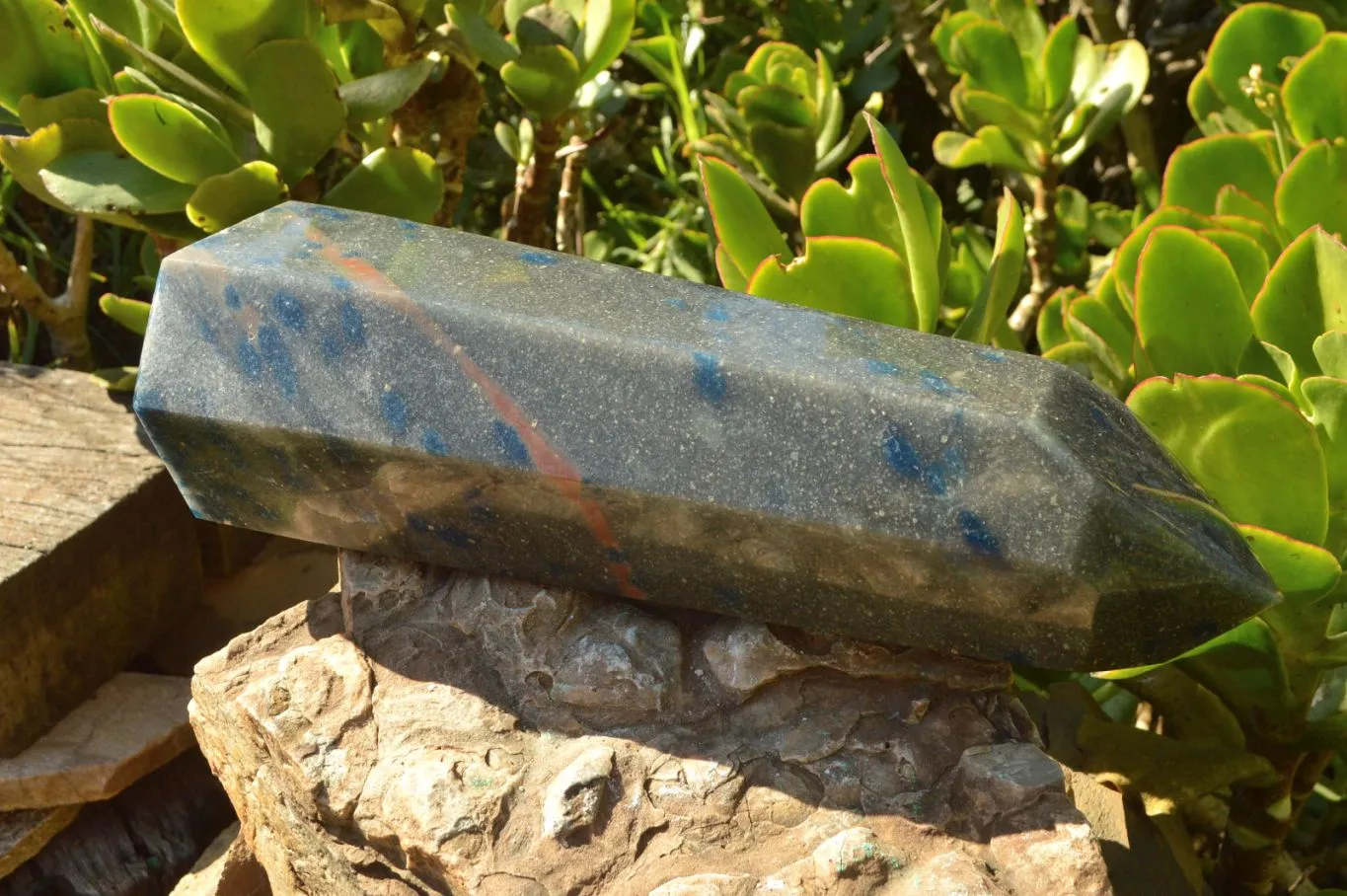 Polished XXL Blue Spotted Spinel Quartz Tower x 1 From Madagascar