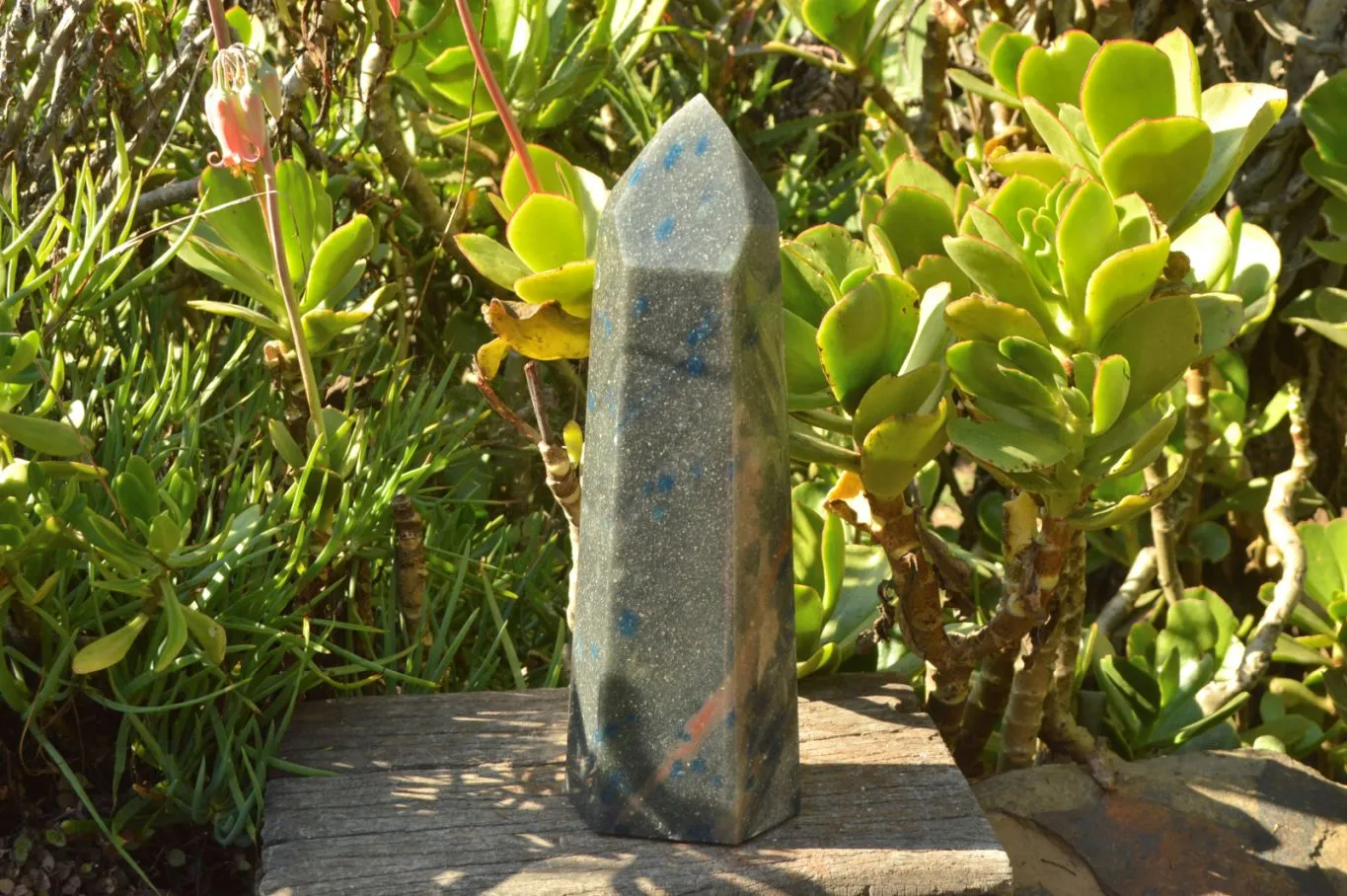 Polished XXL Blue Spotted Spinel Quartz Tower x 1 From Madagascar