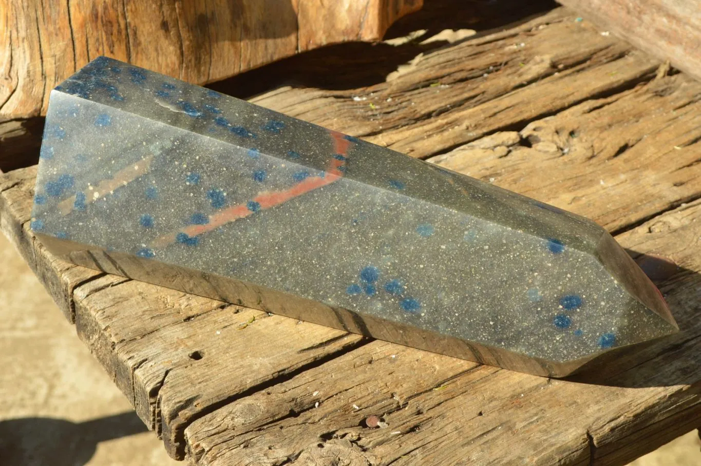 Polished XXL Blue Spotted Spinel Quartz Tower x 1 From Madagascar