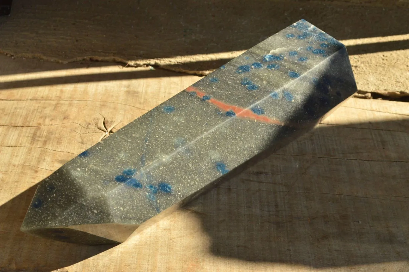 Polished XXL Blue Spotted Spinel Quartz Tower x 1 From Madagascar