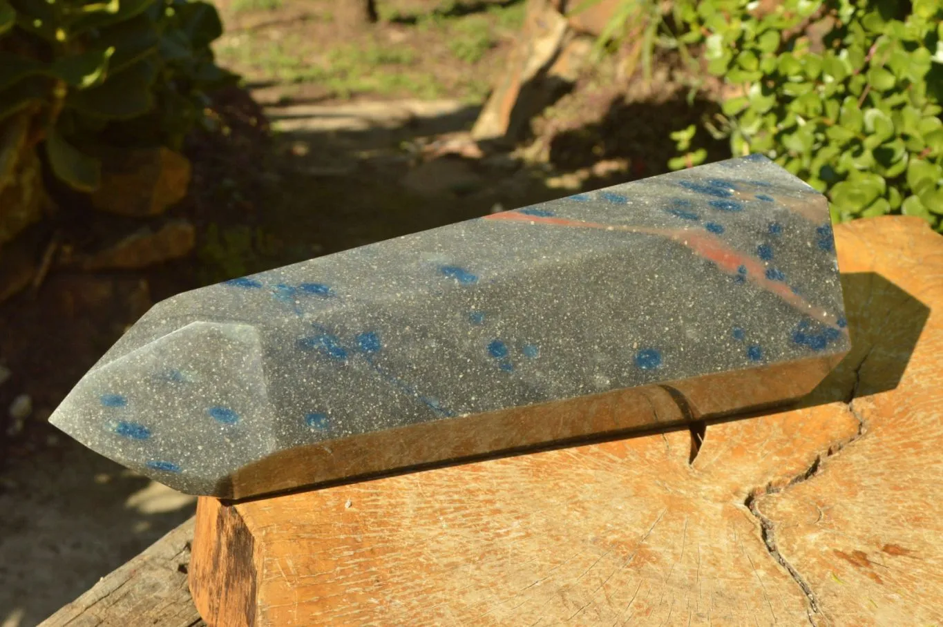 Polished XXL Blue Spotted Spinel Quartz Tower x 1 From Madagascar